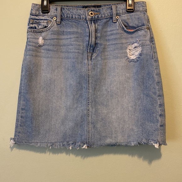 Lucky Brand Dresses & Skirts - Lucky Brand High Waist Denim Distressed Pencil Skirt